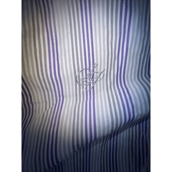 Sean John Stitched  LONG SLEEVE SHIRT Size 2XL  Purple Gray White Stripes - Picture 6 of 10